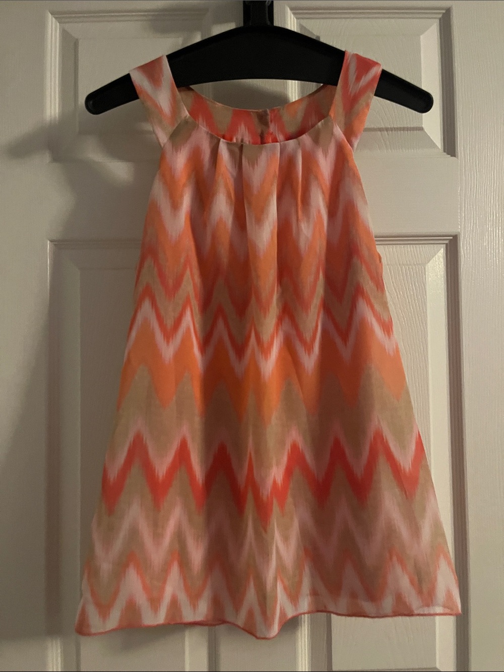 BCX Girls Sleeveless Chevron shirt in Coral, Peach and Cream